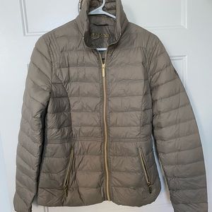 MichaelKors taupe down filled packable puffer coat